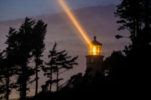 Heceta Head Lighthouse At Night, Built In 1892